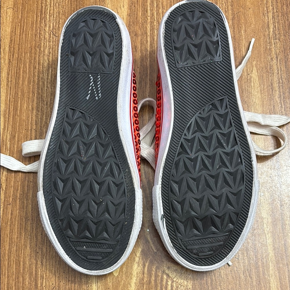 Red Sequin Sneakers with White Laces - Picture 3 of 3